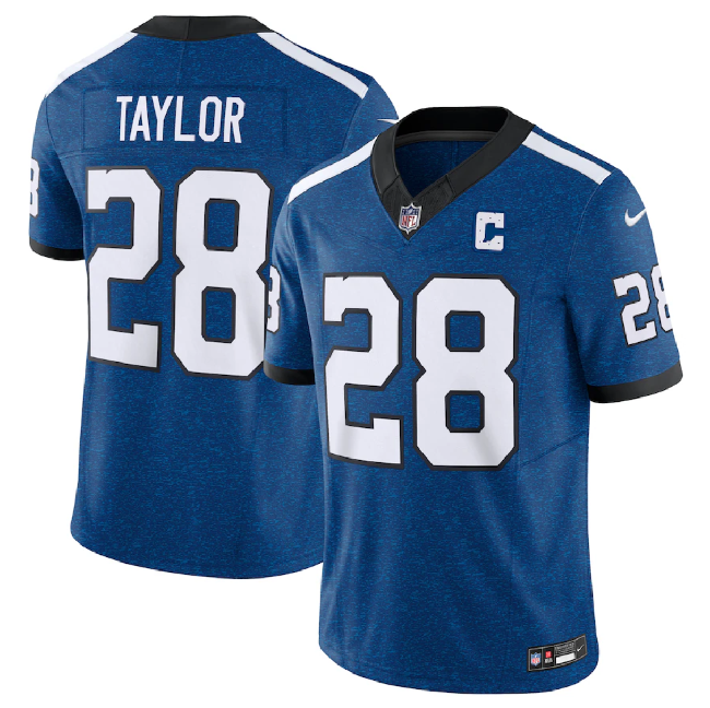 Men's Indianapolis Colts #28 Jonathan Taylor Royal 2023 F.U.S.E. Indiana Nights Limited Stitched Football Jersey